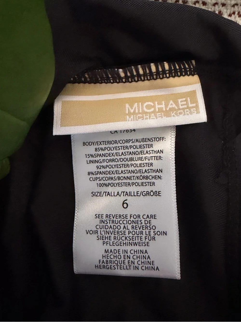 Michael Kors One Piece Front Lace-Up Low Scoop Back Black/Gold Swimsuit, Size 6